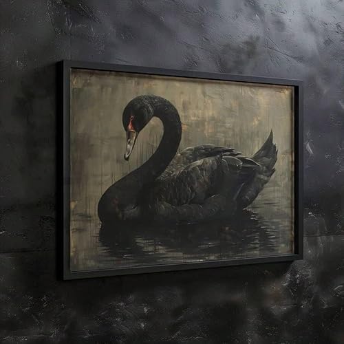 Gothic Style Black Swan Art Retro Poster Dark Academia Moody Vintage Gemälde Leinwanddruck Wandbild für Wohnzimmer Dekor (30x50/Leinwand umwickelt) von ZHAOLIN