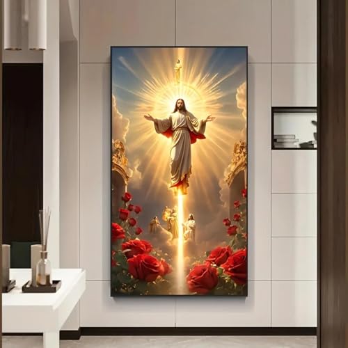 Jesus-Leinwanddruck, Gemälde, HD-Bild für die Inneneinrichtung, christliche Kunst, ideal als Wanddekoration für Wohnzimmer und Schlafzimmer, 30 x 60 cm, Innenrahmen von ZHAOLIN