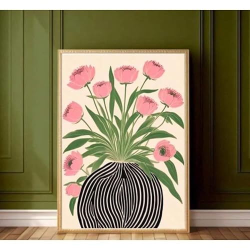 ZHAOLIN Abstraktes Blumenposter in Vase, Wandkunst, Pastelldruck, Blumengemälde in Vasen, Farbgemälde, Heimdekoration, Geschenke (80 x 120/Leinwand umwickelt) von ZHAOLIN