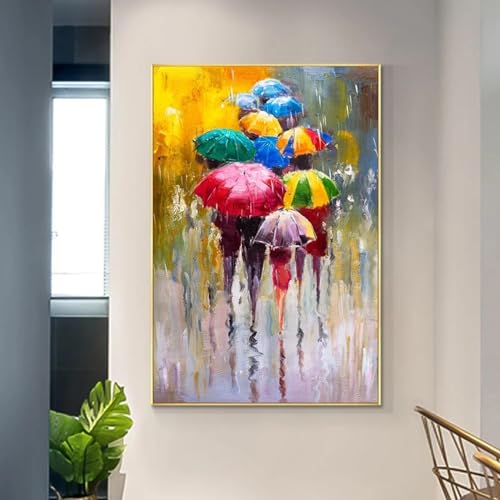 ZHAOLIN Abstraktes Gemälde auf Leinwand, Menschen im Regen mit bunten Regenschirmen, Poster und Druck, Wandkunst, Bild für die Heimdekoration, 50 x 70 cm, rahmenlos ZHAOLIN Abstraktes Gemälde auf Leinwand, Menschen im Regen mit bunten Regenschirmen, Poster und Druck, Wandkunst, Bild für die Heimdekoration, 50 x 70 cm, rahmenlos von ZHAOLIN