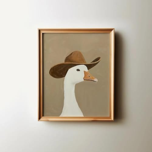 ZHAOLIN Dumme Cowboygans, brauner Cowboyhut, Leinwandgemälde, Western-Kinderzimmerkunst, neutrale Tierkunst-Wanddekoration für Jungenzimmer, 50 x 70 cm, rahmenlos von ZHAOLIN
