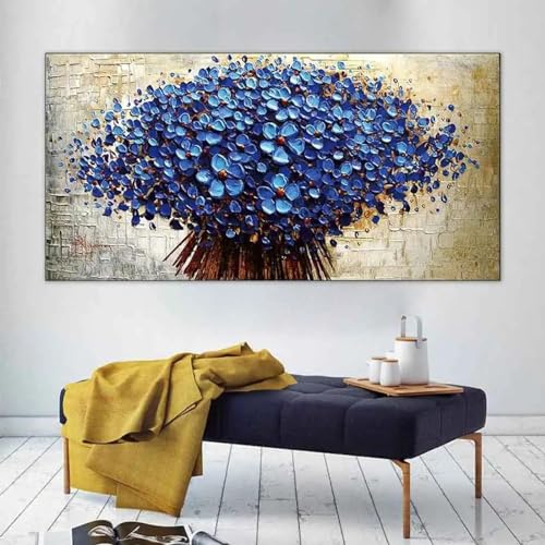 ZHAOLIN Dunkelblaues Blumenbaum-Ölgemälde auf Leinwand, Poster und Drucke, abstraktes Blumen-Wandkunstbild für Wohnzimmerdekor, 50 x 100 cm, rahmenlos ZHAOLIN Dunkelblaues Blumenbaum-Ölgemälde auf Leinwand, Poster und Drucke, abstraktes Blumen-Wandkunstbild für Wohnzimmerdekor, 50 x 100 cm, rahmenlos von ZHAOLIN