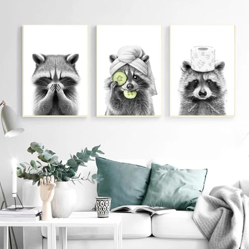 ZHAOLIN Entzückender Waschbär, Badezimmer-Rollenpapier, Drucke, Wandkunst, Leinwandmalerei, lustiges Toilettenplakat, niedliche Tierbilder, Heimdekoration, 70 x 90 cm, 3 Innenrahmen ZHAOLIN Entzückender Waschbär, Badezimmer-Rollenpapier, Drucke, Wandkunst, Leinwandmalerei, lustiges Toilettenplakat, niedliche Tierbilder, Heimdekoration, 70 x 90 cm, 3 Innenrahmen von ZHAOLIN