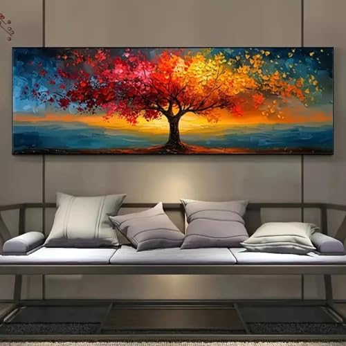 ZHAOLIN Extragroßes Leinwandposter „Baum des Lebens“, abstrakte Wandkunst, Heimdekoration, Druck, Gemälde, geometrische Muster, Wohnzimmerdekoration, 25 x 75 cm, Innenrahmen von ZHAOLIN