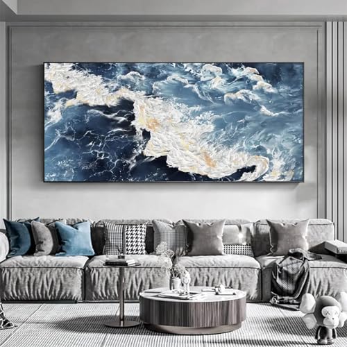ZHAOLIN Großes Ölgemälde auf Leinwand, blaue Meereslandschaft, abstrakte weiße Wellen, Wandkunst, Leinwandgemälde für Wohnzimmerdekoration, 50 x 100 cm, rahmenlos ZHAOLIN Großes Ölgemälde auf Leinwand, blaue Meereslandschaft, abstrakte weiße Wellen, Wandkunst, Leinwandgemälde für Wohnzimmerdekoration, 50 x 100 cm, rahmenlos von ZHAOLIN