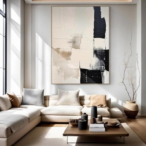 ZHAOLIN Großes abstraktes Gemälde auf Leinwand, Schwarz-Beige, minimalistisch, strukturiert, Wandkunst, Leinwandgemälde für die Wohnzimmerdekoration, 80 x 120 cm, rahmenlos ZHAOLIN Großes abstraktes Gemälde auf Leinwand, Schwarz-Beige, minimalistisch, strukturiert, Wandkunst, Leinwandgemälde für die Wohnzimmerdekoration, 80 x 120 cm, rahmenlos von ZHAOLIN