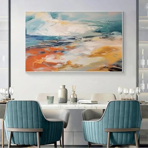ZHAOLIN Großes abstraktes Ölgemälde mit blauem Ozean auf Leinwand, Original, farbenfrohes Gemälde, Wohnzimmer, orangefarbenes Strandgemälde, moderne Wandkunst, 50 x 70 cm, rahmenlos ZHAOLIN Großes abstraktes Ölgemälde mit blauem Ozean auf Leinwand, Original, farbenfrohes Gemälde, Wohnzimmer, orangefarbenes Strandgemälde, moderne Wandkunst, 50 x 70 cm, rahmenlos von ZHAOLIN