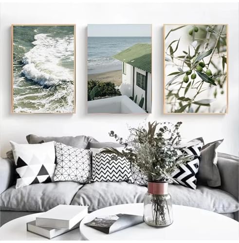 ZHAOLIN Italienische Küstenlandschaft, grüne Oliven, Leinwandgemälde, ästhetisches botanisches Naturplakat, Wandkunst, Bilder für die Inneneinrichtung, 70 x 90 cm, 3 Innenrahmen ZHAOLIN Italienische Küstenlandschaft, grüne Oliven, Leinwandgemälde, ästhetisches botanisches Naturplakat, Wandkunst, Bilder für die Inneneinrichtung, 70 x 90 cm, 3 Innenrahmen von ZHAOLIN