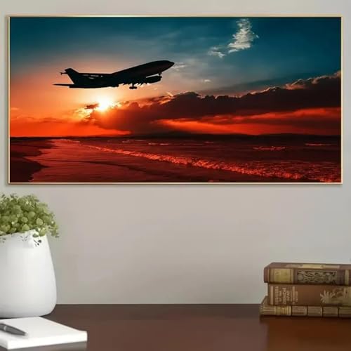 ZHAOLIN Landschafts-Leinwanddruck-Poster, Flugzeug fliegt bei Sonnenuntergang, Gemälde, wasserdichte Leinwand-Wandkunst, Kunstwerk-Wandgemälde für die Dekoration, 50 x 100 cm, rahmenlos ZHAOLIN Landschafts-Leinwanddruck-Poster, Flugzeug fliegt bei Sonnenuntergang, Gemälde, wasserdichte Leinwand-Wandkunst, Kunstwerk-Wandgemälde für die Dekoration, 50 x 100 cm, rahmenlos von ZHAOLIN
