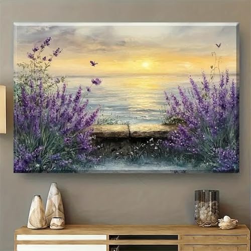 ZHAOLIN Leinwand-Kunstdruck „Lavendel-Sonnenuntergang“, Lavendelblumenfeld-Bilder für Home Office, Schlafzimmer, Küche, Bauernhaus-Dekor, 50 x 70 cm Innenrahmen ZHAOLIN Leinwand-Kunstdruck „Lavendel-Sonnenuntergang“, Lavendelblumenfeld-Bilder für Home Office, Schlafzimmer, Küche, Bauernhaus-Dekor, 50 x 70 cm Innenrahmen von ZHAOLIN