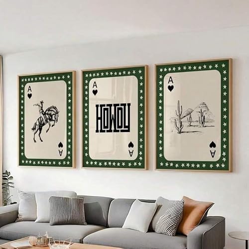 ZHAOLIN Western-Cowboy-Poster, Leinwanddruck, grüner Cowboy, Kaktus, Howdy, minimalistische Wandkunst, ästhetisches Dekor, Gemälde für Wohnheim, Wohnung (40 x 60 x 3 cm/Leinwandumschlag) von ZHAOLIN