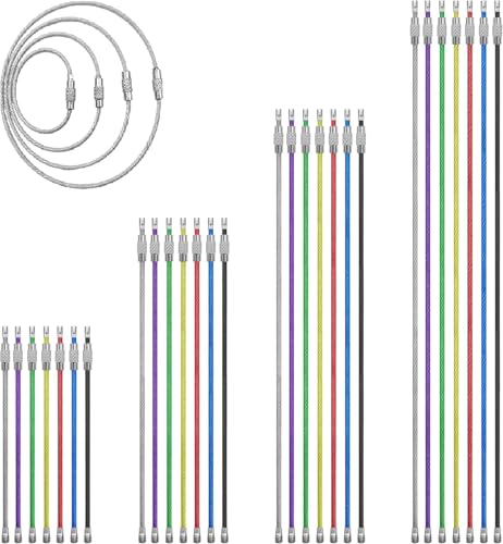 ZHAOMAN 28 Stück Metalldraht-Schlüsselanhänger, 2 mm beschichteter Draht, 10,2 cm, 15,2 cm, 19,8 cm, 25,4 cm, Edelstahl-Verbindungskabel, Schlüsselanhänger für Wandern, Gepäckanhänger ZHAOMAN 28 Stück Metalldraht-Schlüsselanhänger, 2 mm beschichteter Draht, 10,2 cm, 15,2 cm, 19,8 cm, 25,4 cm, Edelstahl-Verbindungskabel, Schlüsselanhänger für Wandern, Gepäckanhänger von ZHAOMAN