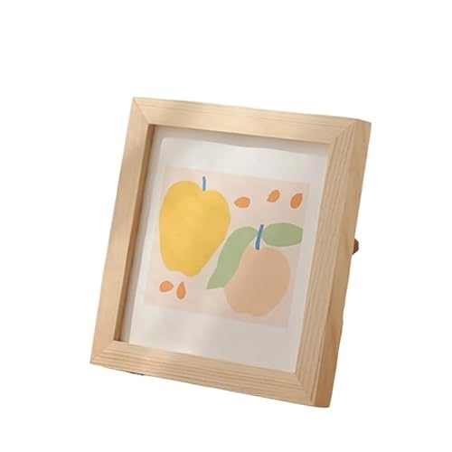 ZHAOQIN Bilderrahmen Schlichter und exquisiter quadratischer Bilderrahmen aus massivem Holz mit Ständer for 5, 6, 7, 8, 10 Zoll, perfekt for die Dekoration Ihres Zuhauses.(Log Color,5 inch) von ZHAOQIN