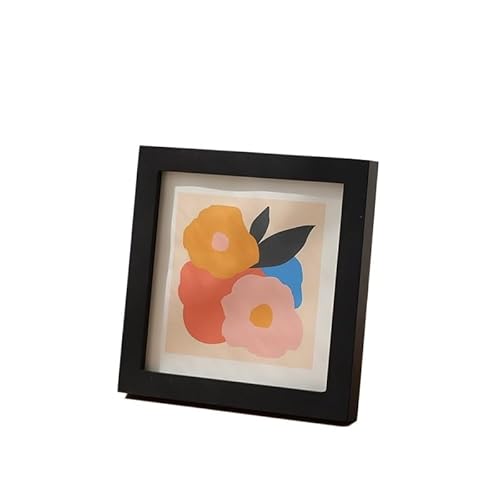 ZHAOQIN Bilderrahmen Schlichter und exquisiter quadratischer Bilderrahmen aus massivem Holz mit Ständer for 5, 6, 7, 8, 10 Zoll, perfekt for die Dekoration Ihres Zuhauses.(Noir,5 inch) von ZHAOQIN