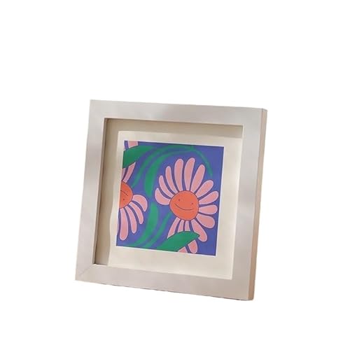 ZHAOQIN Bilderrahmen Schlichter und exquisiter quadratischer Bilderrahmen aus massivem Holz mit Ständer for 5, 6, 7, 8, 10 Zoll, perfekt for die Dekoration Ihres Zuhauses.(White,7 inch) von ZHAOQIN