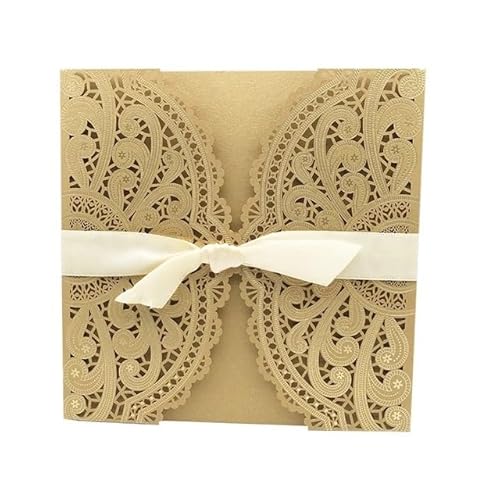 ZHAOQIN Hochzeitskarte 10 stücke Elegante Blume Hochzeit Einladungen Karte Tasche Karten Druck Braut Dusche Favor Decor(Gold Cover) von ZHAOQIN