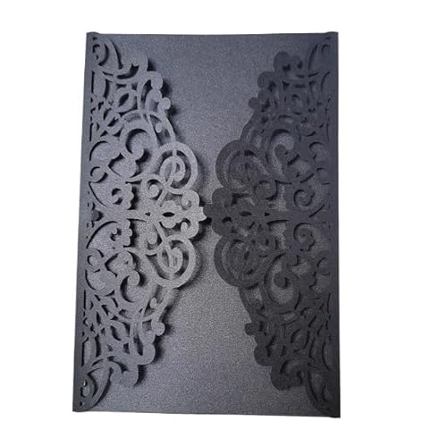ZHAOQIN Hochzeitskarte 25 Teile/Beutel Hochzeitseinladungen Taufe Geburtstag Hohl Business Grußkarten Party Supplies Ohne Innere Karte(Noir) von ZHAOQIN