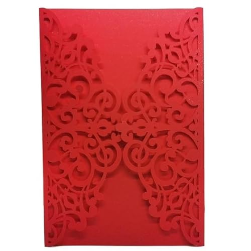 ZHAOQIN Hochzeitskarte 25 Teile/Beutel Hochzeitseinladungen Taufe Geburtstag Hohl Business Grußkarten Party Supplies Ohne Innere Karte(Red) von ZHAOQIN