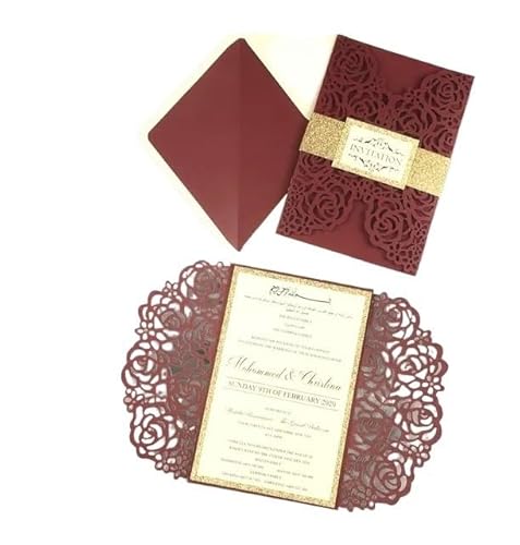 ZHAOQIN Hochzeitskarte 3 Stück Einladungskarten Umschlag(Belt A,Cover with Envelope) von ZHAOQIN