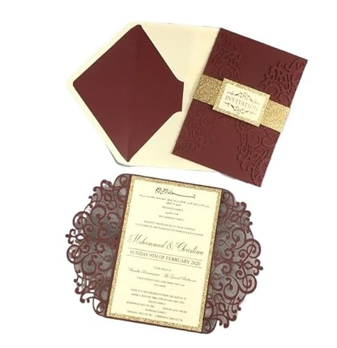 ZHAOQIN Hochzeitskarte 3 Stück Einladungskarten Umschlag(Belt B,Cover with Envelope) von ZHAOQIN