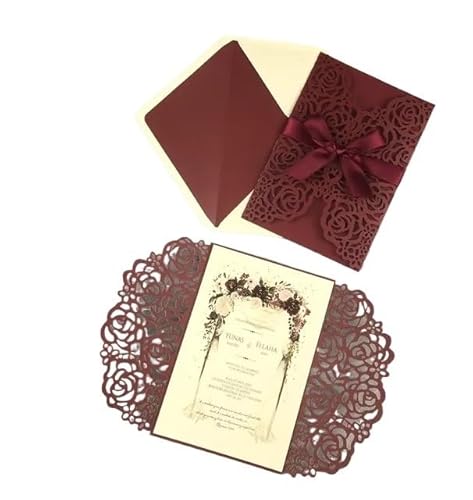 ZHAOQIN Hochzeitskarte 3 Stück Einladungskarten Umschlag(Ribbon A,Cover with Envelope) von ZHAOQIN