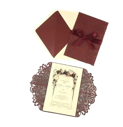 ZHAOQIN Hochzeitskarte 3 Stück Einladungskarten Umschlag(Ribbon B,Blank Set) von ZHAOQIN