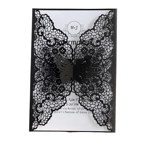 ZHAOQIN Hochzeitskarte 50 stücke Schmetterling Hochzeit Einladung Karte Deckt Geburtstag Engagement Hochzeit Dekoration Partei Liefert(50 Black Covers) von ZHAOQIN
