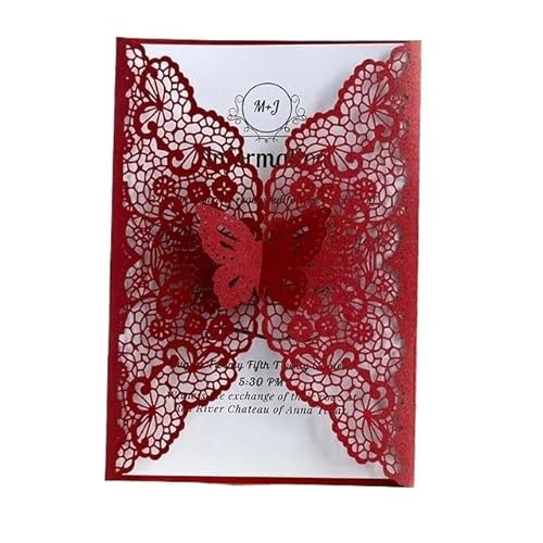 ZHAOQIN Hochzeitskarte 50 stücke Schmetterling Hochzeit Einladung Karte Deckt Geburtstag Engagement Hochzeit Dekoration Partei Liefert(50 Dark Red Covers) von ZHAOQIN