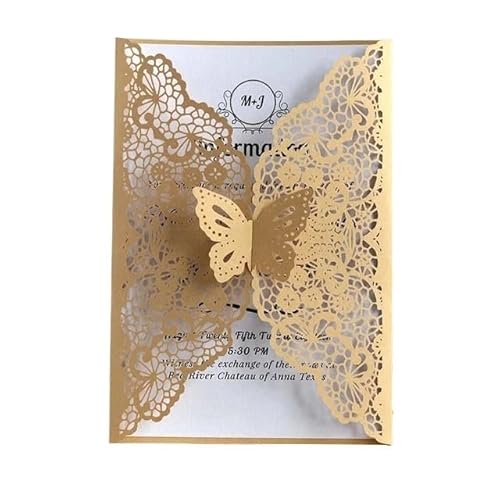 ZHAOQIN Hochzeitskarte 50 stücke Schmetterling Hochzeit Einladung Karte Deckt Geburtstag Engagement Hochzeit Dekoration Partei Liefert(50 Gold Covers) von ZHAOQIN