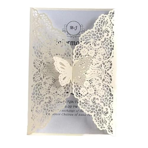 ZHAOQIN Hochzeitskarte 50 stücke Schmetterling Hochzeit Einladung Karte Deckt Geburtstag Engagement Hochzeit Dekoration Partei Liefert(50 Ivory Covers) von ZHAOQIN