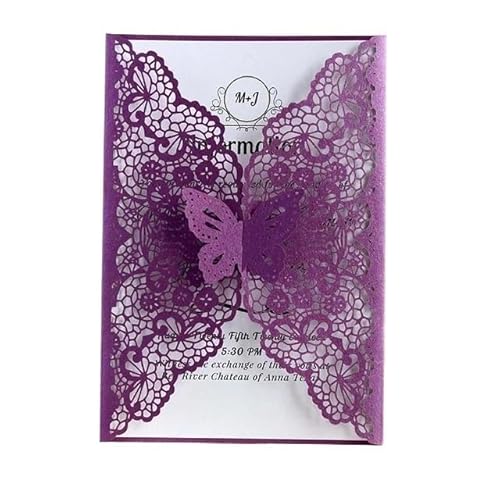 ZHAOQIN Hochzeitskarte 50 stücke Schmetterling Hochzeit Einladung Karte Deckt Geburtstag Engagement Hochzeit Dekoration Partei Liefert(50 Purple Covers) von ZHAOQIN