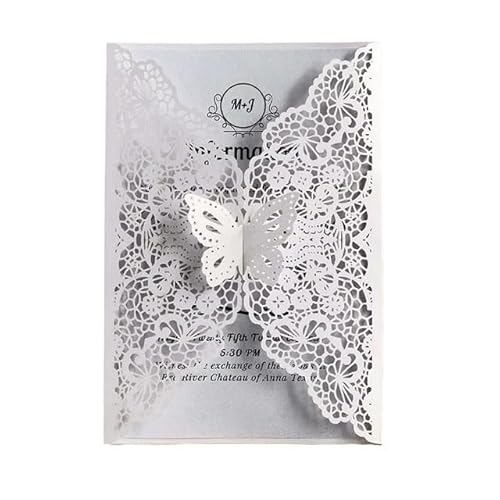 ZHAOQIN Hochzeitskarte 50 stücke Schmetterling Hochzeit Einladung Karte Deckt Geburtstag Engagement Hochzeit Dekoration Partei Liefert(50 White Covers) von ZHAOQIN