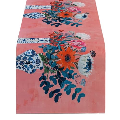 ZHAOQIN Tischläufer Modern Blumenvase Gouache Tischläufer Home Hochzeit Mittelstücke Dekoration Party Tischläufer Esszimmer Langes Tuch(1,150-33cm 59-13inch) von ZHAOQIN