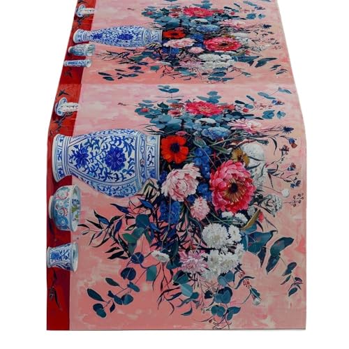 ZHAOQIN Tischläufer Modern Blumenvase Gouache Tischläufer Home Hochzeit Mittelstücke Dekoration Party Tischläufer Esszimmer Langes Tuch(2,200-33cm 78-13inch) von ZHAOQIN