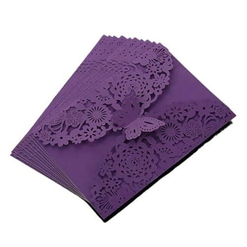 Hochzeitskarte 10 Stück/Packung mit 3D-Einladungskarten mit Schmetterlingen, Blumen, Hochzeitskarten, Debüt-Einladungen, Geburtstagsparty-Karten, 12,7 x 17,8 cm, Größe 5R Hochzeitseinladungskarten(Pur Hochzeitskarte 10 Stück/Packung mit 3D-Einladungskarten mit Schmetterlingen, Blumen, Hochzeitskarten, Debüt-Einladungen, Geburtstagsparty-Karten, 12,7 x 17,8 cm, Größe 5R Hochzeitseinladungskarten(Pur von ZHAOYUQI