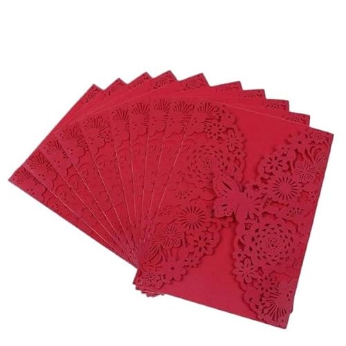 Hochzeitskarte 10 Stück/Packung mit 3D-Einladungskarten mit Schmetterlingen, Blumen, Hochzeitskarten, Debüt-Einladungen, Geburtstagsparty-Karten, 12,7 x 17,8 cm, Größe 5R Hochzeitseinladungskarten(Red Hochzeitskarte 10 Stück/Packung mit 3D-Einladungskarten mit Schmetterlingen, Blumen, Hochzeitskarten, Debüt-Einladungen, Geburtstagsparty-Karten, 12,7 x 17,8 cm, Größe 5R Hochzeitseinladungskarten(Red von ZHAOYUQI