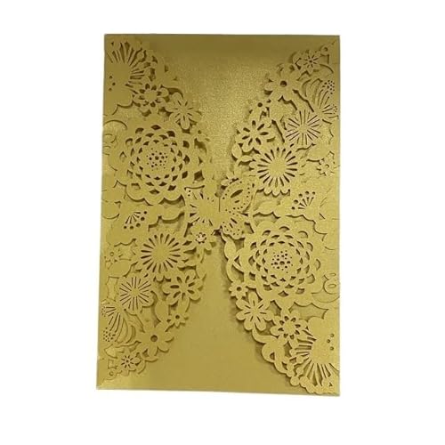 Hochzeitskarte 10 teile/paket Shiny Perle Papier Hochzeit Einladung Karte Blume Geschnitzte 3D Schmetterling Einladungen for Hochzeit Geburtstag Party Hochzeitseinladungskarten(Champagne gold) von ZHAOYUQI