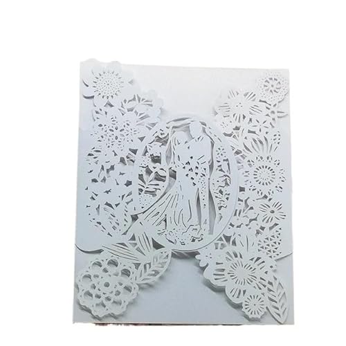 Hochzeitskarte 25 stücke Braut und Bräutigam Hochzeitseinladungskarten Blumen Einladungstaschen Umschläge Karten Mariage Anniversary Party Supplies Favors Hochzeitseinladungskarten(White Cover,12x18cm von ZHAOYUQI