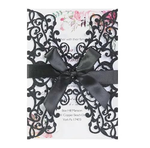 Hochzeitskarte Einladungsschreiben „Happy Event“ in Gold, Frühlingszwiebelpapier, Pulver, Hochzeitseinladungsschreiben, Grußkarte, Laser-Hohl-Einladungsschreiben Hochzeitseinladungskarten(Noir) von ZHAOYUQI
