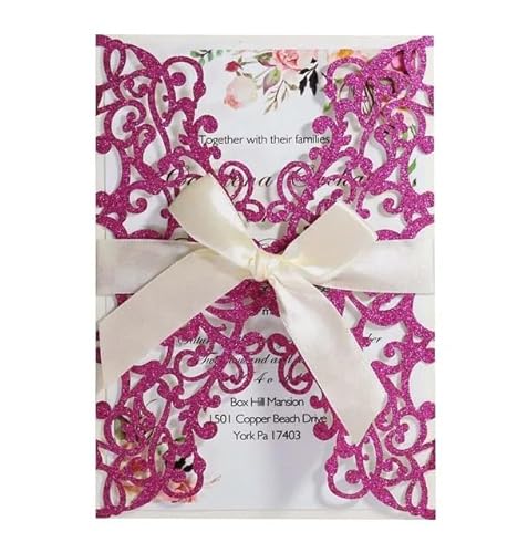Hochzeitskarte Einladungsschreiben „Happy Event“ in Gold, Frühlingszwiebelpapier, Pulver, Hochzeitseinladungsschreiben, Grußkarte, Laser-Hohl-Einladungsschreiben Hochzeitseinladungskarten(Purple) von ZHAOYUQI