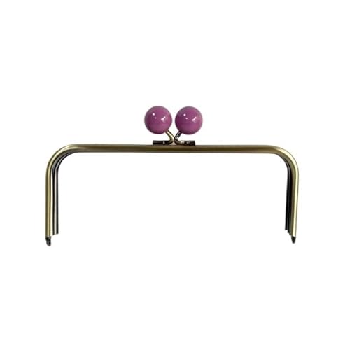 Metall Taschenrahmen 22 oder 24 cm Kiss Lock Antik Bronze Big Ball Verschluss Metall Geldbörse Rahmen Tasche Zubehör Geldbörse Teile Kunststoff Candy Farbe Metall GeldböRse Rahmen(Purple,24x9cm) von ZHAOYUQI