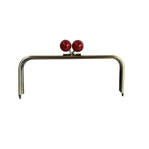 Metall Taschenrahmen 22 oder 24 cm Kiss Lock Antik Bronze Big Ball Verschluss Metall Geldbörse Rahmen Tasche Zubehör Geldbörse Teile Kunststoff Candy Farbe Metall GeldböRse Rahmen(Red,24x9cm) von ZHAOYUQI