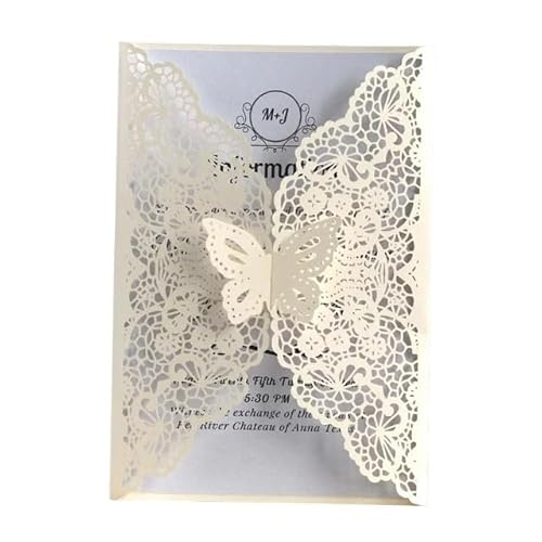 ZHAOYUQI Hochzeitskarte 10/20 stücke Schmetterling Hochzeit Einladung Abend Party Einladung + Umschlag Hochzeitseinladungskarten(Ivory,20pcs) von ZHAOYUQI