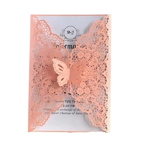 ZHAOYUQI Hochzeitskarte 10/20 stücke Schmetterling Hochzeit Einladung Abend Party Einladung + Umschlag Hochzeitseinladungskarten(Pink,10pcs) von ZHAOYUQI