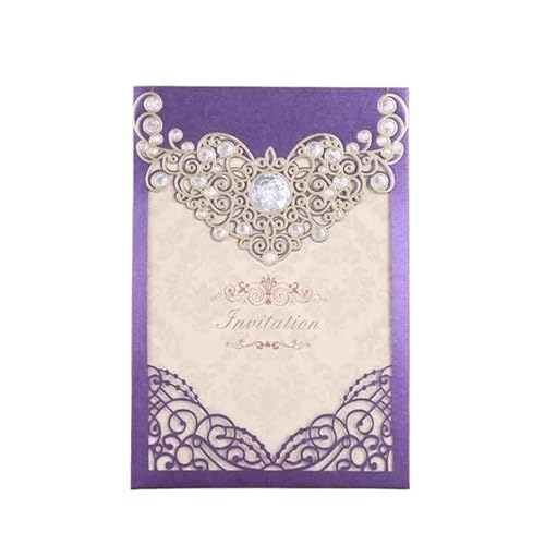 ZHAOYUQI Hochzeitskarte 10 Stücke Elegante Weiß Lila Rot Hochzeitseinladungskarten Grußkarte for Hochzeitsfeierbedarf Hochzeitseinladungskarten(Purple) von ZHAOYUQI