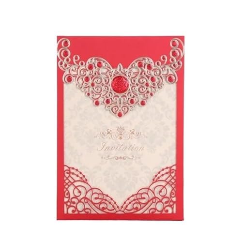 ZHAOYUQI Hochzeitskarte 10 Stücke Elegante Weiß Lila Rot Hochzeitseinladungskarten Grußkarte for Hochzeitsfeierbedarf Hochzeitseinladungskarten(Red) von ZHAOYUQI