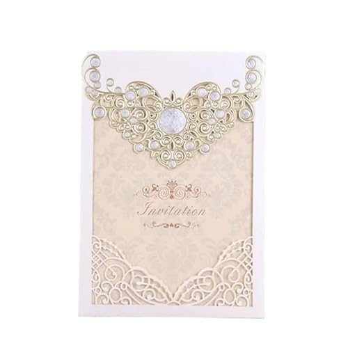 ZHAOYUQI Hochzeitskarte 10 Stücke Elegante Weiß Lila Rot Hochzeitseinladungskarten Grußkarte for Hochzeitsfeierbedarf Hochzeitseinladungskarten(White) von ZHAOYUQI