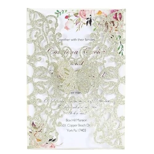 ZHAOYUQI Hochzeitskarte 10 Teile/los Blume Design Hochzeit Einladung Karte Schwarz Rot Einladung Karte Multi Farbe Visitenkarte Mit Innenseite Und Umschlag Hochzeitseinladungskarten(White) von ZHAOYUQI