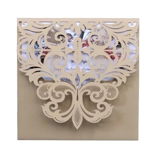 ZHAOYUQI Hochzeitskarte 10 Teile/los Einladungen Platz Hochzeit Einladung Karte Grußkarte Mit Leere Innere Karte Hochzeitseinladungskarten(Gold) von ZHAOYUQI