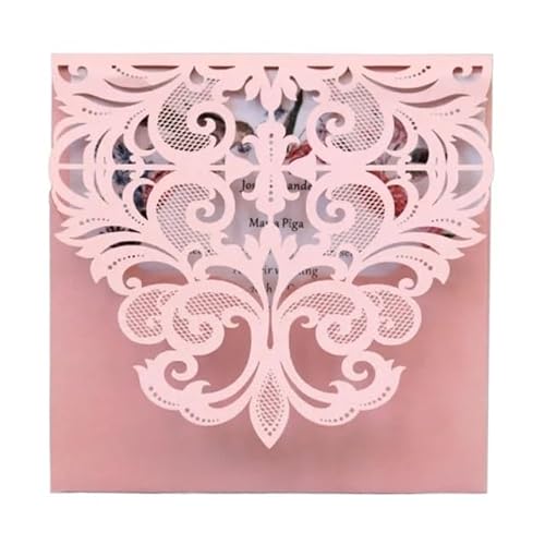 ZHAOYUQI Hochzeitskarte 10 Teile/los Einladungen Platz Hochzeit Einladung Karte Grußkarte Mit Leere Innere Karte Hochzeitseinladungskarten(Pink) von ZHAOYUQI